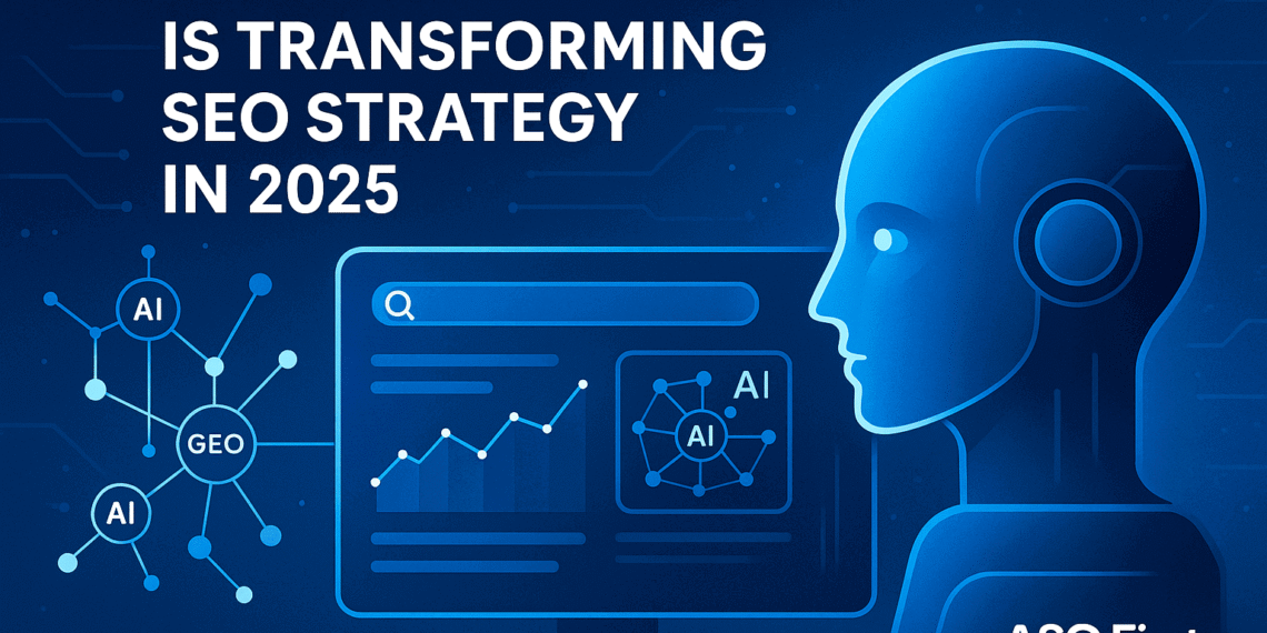 Futuristic AI engine analyzing SEO data and knowledge graphs in 2025.